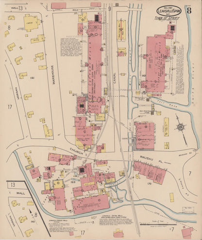 Sanborn Fire Insurance Map from Leaksville-spray, Rockingham County, North Carolina (1921), Sheet #0008 - Historic Sanborn Fire Insurance Map Print, vintage old map wall art, antique decor, genealogy gift, North Carolina North Carolina map