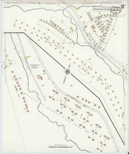 Sanborn Fire Insurance Map from Emeigh, Cambria County, Pennsylvania (1916), Sheet #0002 - Historic Sanborn Fire Insurance Map Print, vintage old map wall art, antique decor, genealogy gift, Pennsylvania Pennsylvania map