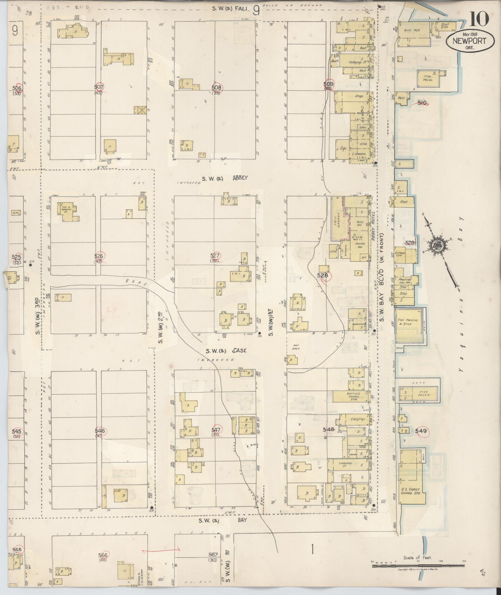 Sanborn Fire Insurance Map from Newport, Lincoln County, Oregon (1940), Sheet #0010 - Historic Sanborn Fire Insurance Map Print, vintage old map wall art, antique decor, genealogy gift, Oregon Oregon map