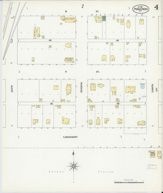 Sanborn Fire Insurance Map from Pond Creek, Grant County, Oklahoma (1901), Sheet #0004 - Historic Sanborn Fire Insurance Map Print, vintage old map wall art, antique decor, genealogy gift, Oklahoma Oklahoma map