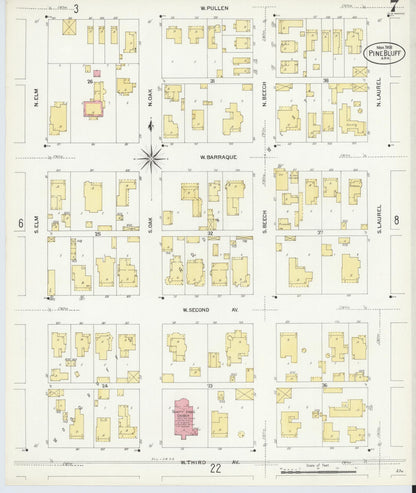 Sanborn Fire Insurance Map from Pine Bluff, Jefferson County, Arkansas (1908), Sheet #0007 - Complete Map Set gallery image, historic Sanborn map, vintage wall art, Arkansas Arkansas