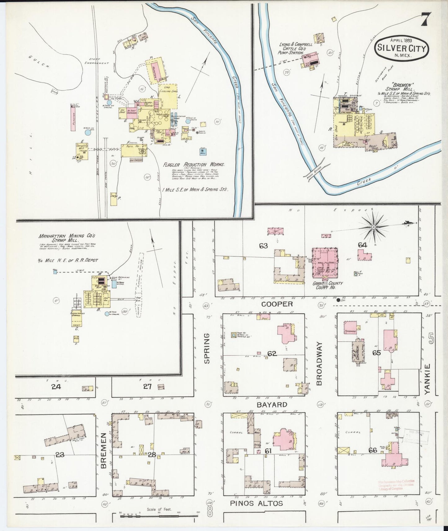 Sanborn Fire Insurance Map from Silver City, Grant County, New Mexico (1893), Sheet #0007 - Complete Map Set gallery image, historic Sanborn map, vintage wall art, New Mexico New Mexico