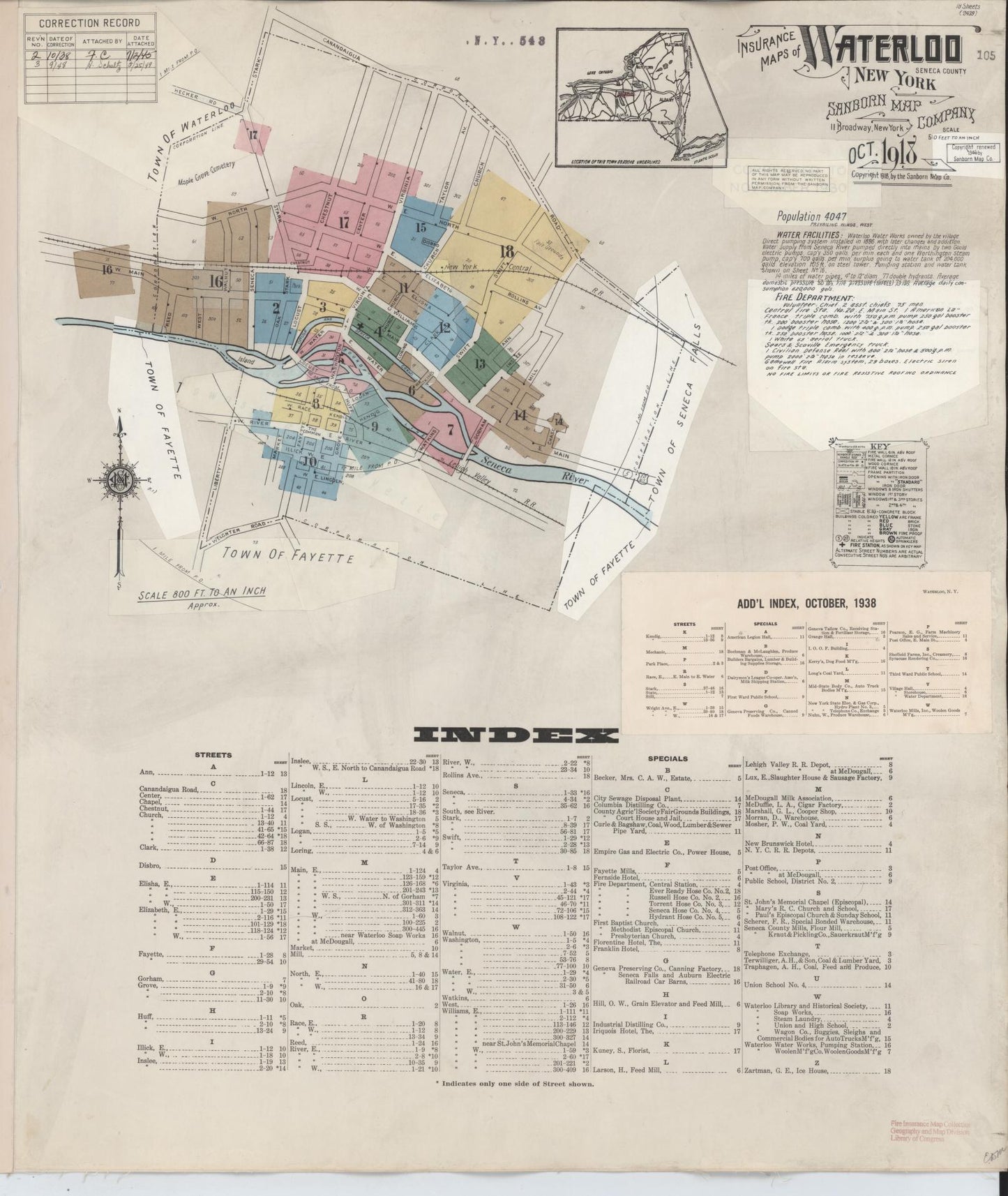 Sanborn Fire Insurance Map from Waterloo, Seneca County, New York (1948), Sheet #0001 - Complete Map Set gallery image, historic Sanborn map, vintage wall art, New York New York