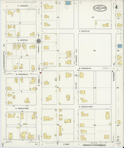Sanborn Fire Insurance Map from Lakeland, Polk County, Florida (1917), Sheet #0004 - Historic Sanborn Fire Insurance Map Print, vintage old map wall art, antique decor, genealogy gift, Florida Florida map
