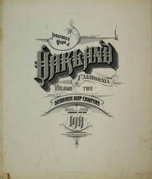 Sanborn Fire Insurance Map from Oakland, Alameda County, California (1911), Sheet #0001 - Complete Map Set gallery image, historic Sanborn map, vintage wall art, California California