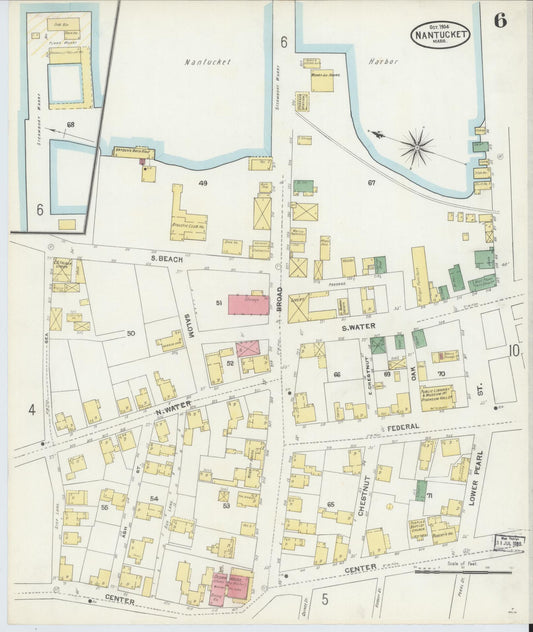 Sanborn Fire Insurance Map from Nantucket, Nantucket County, Massachusetts (1904), Sheet #0006 - Historic Sanborn Fire Insurance Map Print, vintage old map wall art, antique decor, genealogy gift, Massachusetts Massachusetts map