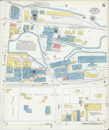 Sanborn Fire Insurance Map from Batavia, Kane County, Illinois (1907), Sheet #0006 - Complete Map Set gallery image, historic Sanborn map, vintage wall art, Illinois Illinois