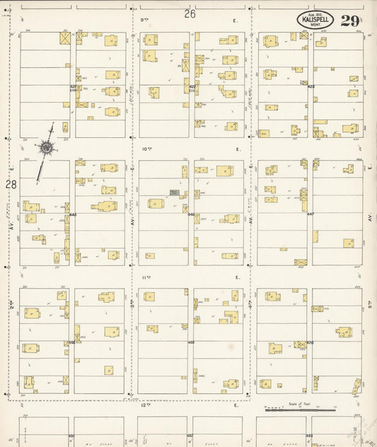 Sanborn Fire Insurance Map from Kalispell, Flathead County, Montana (1910), Sheet #0029 - Historic Sanborn Fire Insurance Map Print, vintage old map wall art, antique decor, genealogy gift, Montana Montana map
