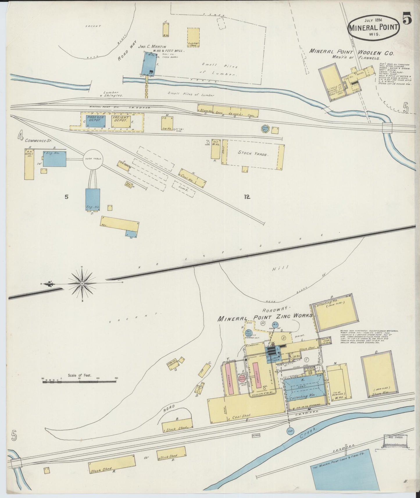 Sanborn Fire Insurance Map from Mineral Point, Iowa County, Wisconsin (1894), Sheet #0005 - Complete Map Set gallery image, historic Sanborn map, vintage wall art, Wisconsin Wisconsin