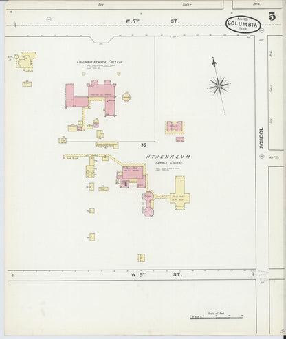 Sanborn Fire Insurance Map from Columbia, Maury County, Tennessee (1891), Sheet #0005 - Complete Map Set gallery image, historic Sanborn map, vintage wall art, Tennessee Tennessee