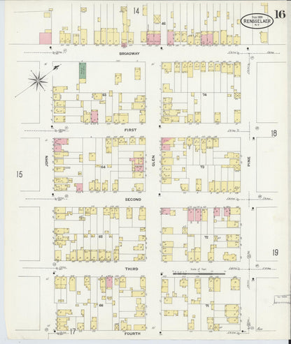 Sanborn Fire Insurance Map from Rensselaer, Rensselaer County, New York (1909), Sheet #0016 - Historic Sanborn Fire Insurance Map Print, vintage old map wall art, antique decor, genealogy gift, New York New York map