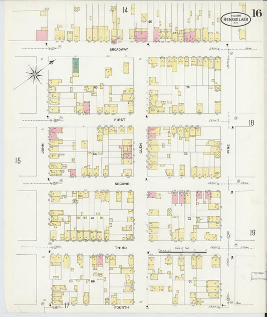 Sanborn Fire Insurance Map from Rensselaer, Rensselaer County, New York (1909), Sheet #0016 - Historic Sanborn Fire Insurance Map Print, vintage old map wall art, antique decor, genealogy gift, New York New York map