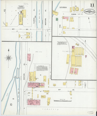Sanborn Fire Insurance Map from Connersville, Fayette County, Indiana (1901), Sheet #0011 - Complete Map Set gallery image, historic Sanborn map, vintage wall art, Indiana Indiana