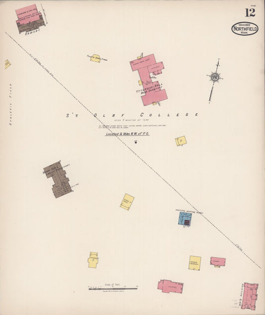 Sanborn Fire Insurance Map from Northfield, Rice County, Minnesota (1922), Sheet #0012 - Historic Sanborn Fire Insurance Map Print, vintage old map wall art, antique decor, genealogy gift, Minnesota Minnesota map