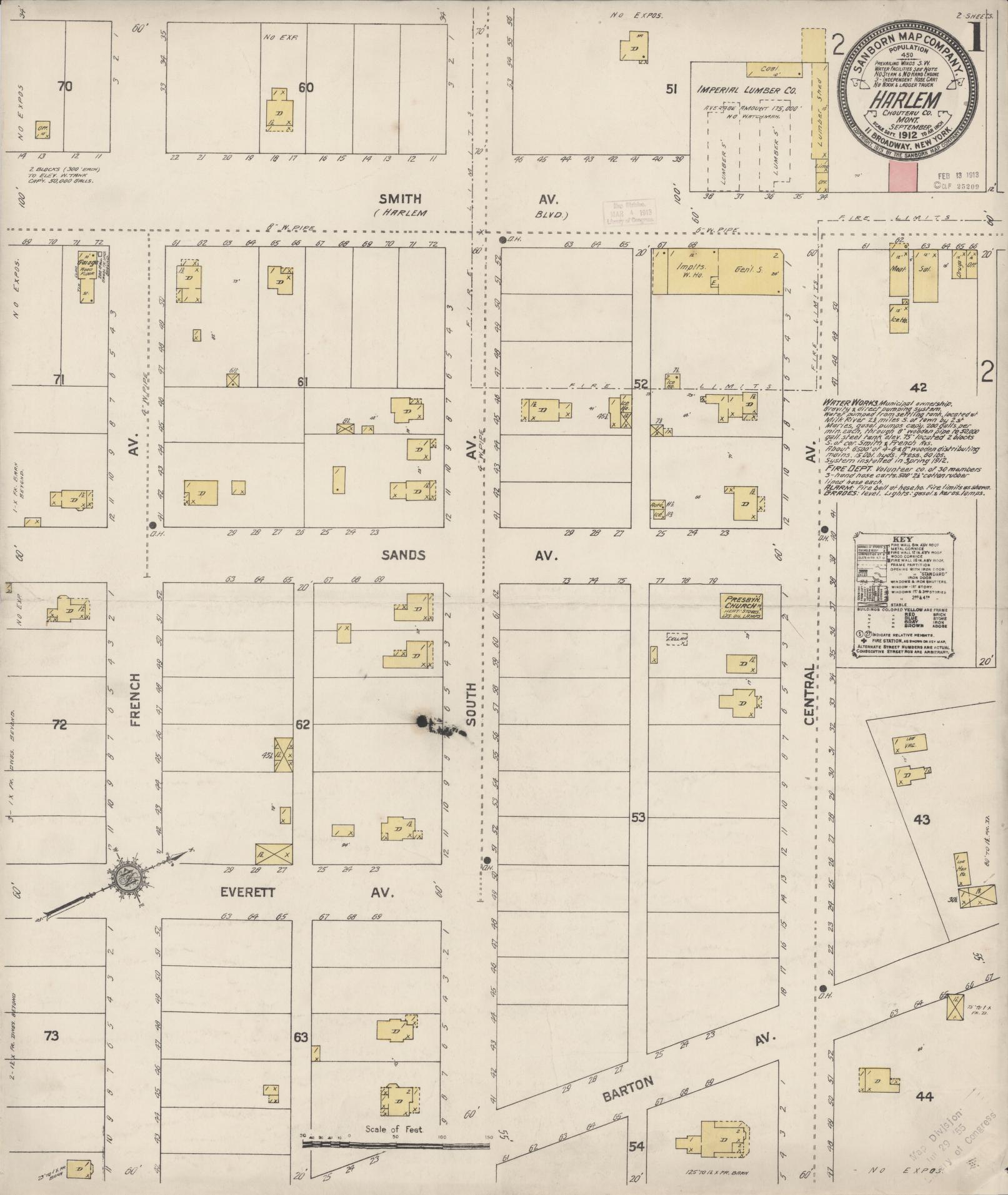 Sanborn Fire Insurance Map from Harlem, Blaine County, Montana (1912), Sheet #0001 - Complete Map Set gallery image, historic Sanborn map, vintage wall art, Montana Montana