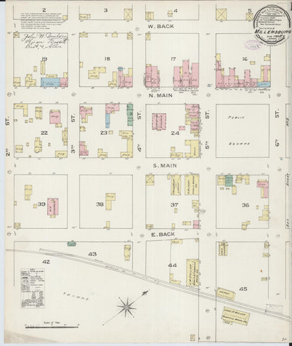 Sanborn Fire Insurance Map from Millersburg, Bourbon County, Kentucky (1886), Sheet #0001 - Complete Map Set gallery image, historic Sanborn map, vintage wall art, Kentucky Kentucky