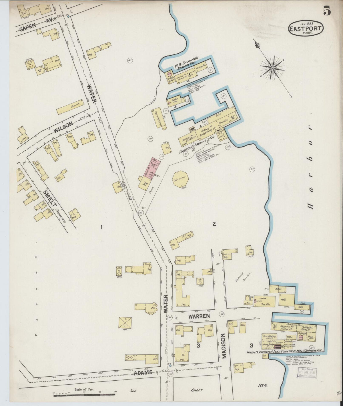 Sanborn Fire Insurance Map from Eastport, Washington County, Maine (1888), Sheet #0005 - Complete Map Set gallery image, historic Sanborn map, vintage wall art, Maine Maine