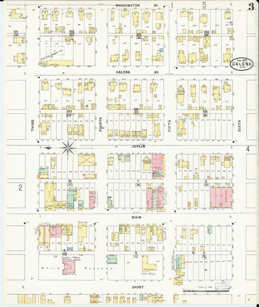 Sanborn Fire Insurance Map from Galena, Cherokee County, Kansas (1897), Sheet #0003 - Historic Sanborn Fire Insurance Map Print, vintage old map wall art, antique decor, genealogy gift, Kansas Kansas map