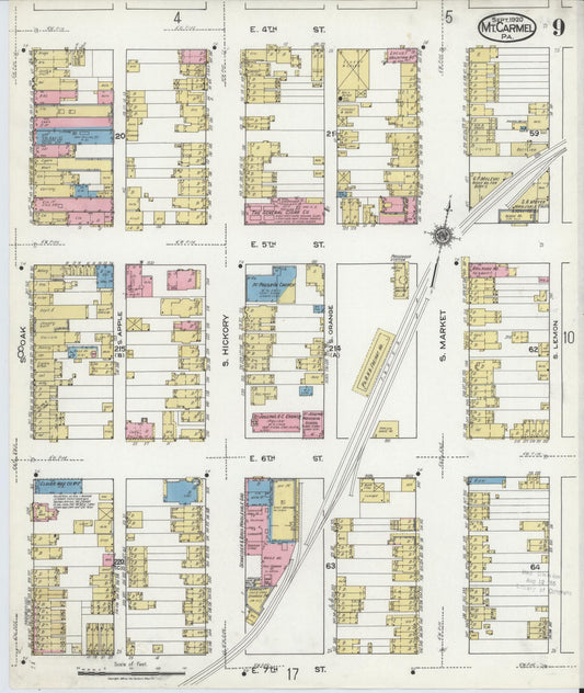 Sanborn Fire Insurance Map from Mount Carmel, Northumberland County, Pennsylvania (1920), Sheet #0009 - Historic Sanborn Fire Insurance Map Print, vintage old map wall art, antique decor, genealogy gift, Pennsylvania Pennsylvania map