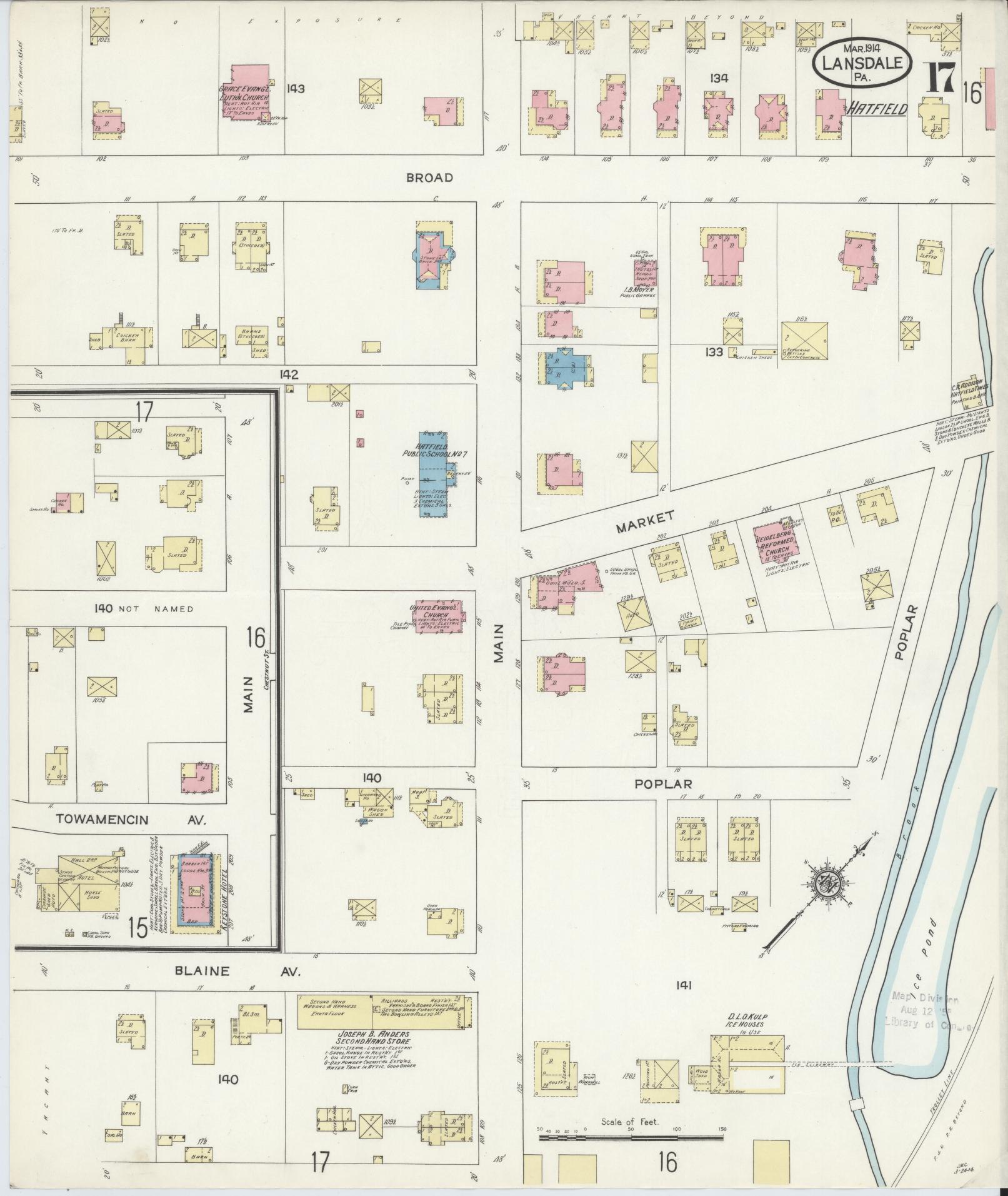 Sanborn Fire Insurance Map from Lansdale, Montgomery County, Pennsylvania (1914), Sheet #0017 - Complete Map Set gallery image, historic Sanborn map, vintage wall art, Pennsylvania Pennsylvania