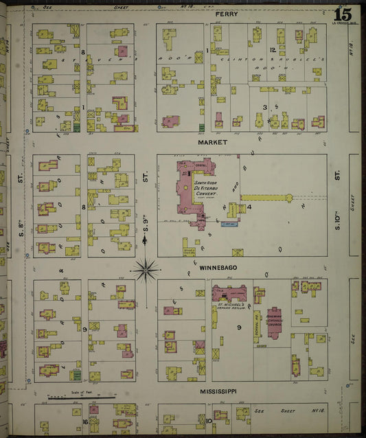 Sanborn Fire Insurance Map from La Crosse, La Crosse County, Wisconsin (1891), Sheet #0015 - Historic Sanborn Fire Insurance Map Print, vintage old map wall art, antique decor, genealogy gift, Wisconsin Wisconsin map