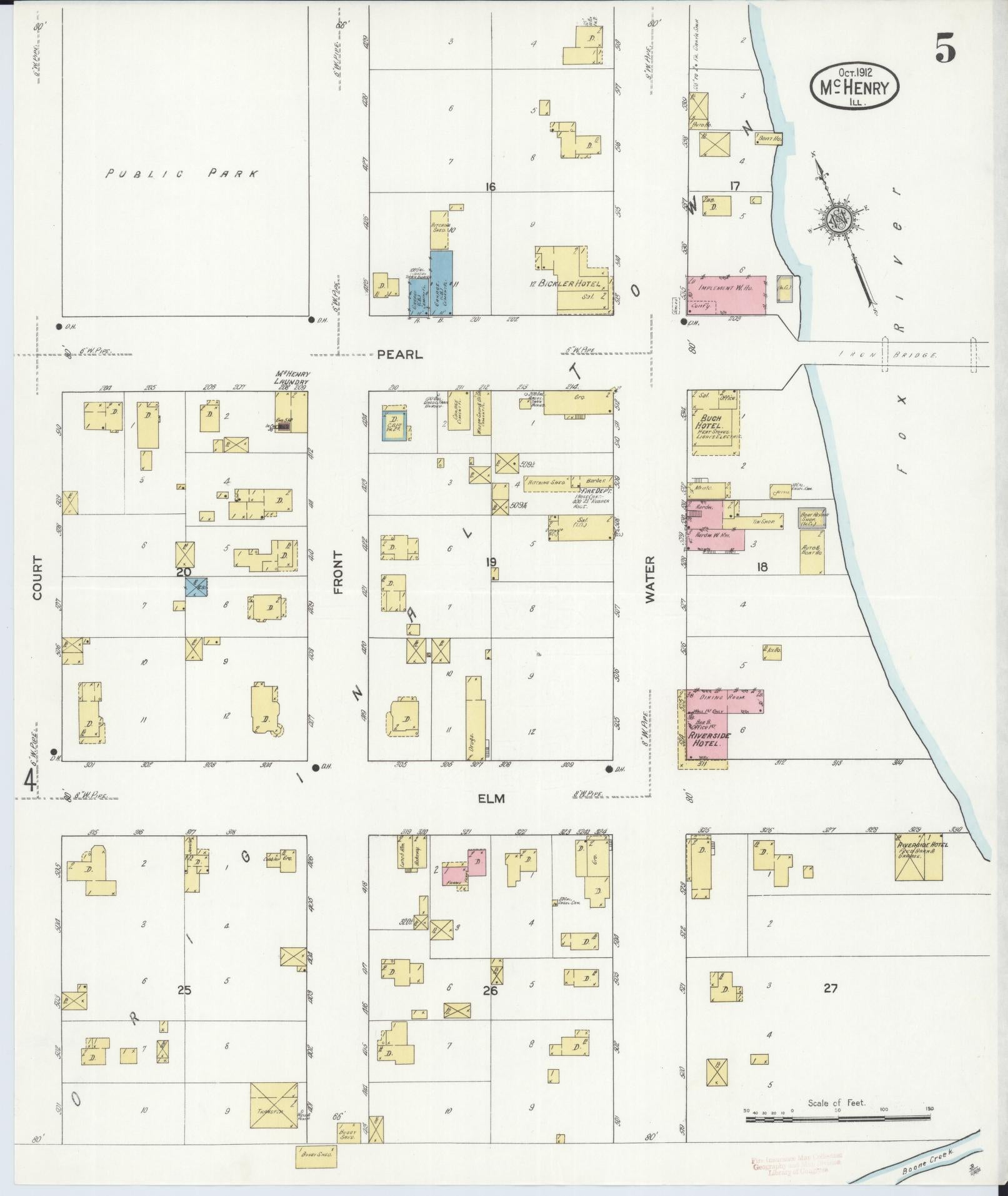 Sanborn Fire Insurance Map from McHenry, McHenry County, Illinois (1912), Sheet #0005 - Complete Map Set gallery image, historic Sanborn map, vintage wall art, Illinois Illinois