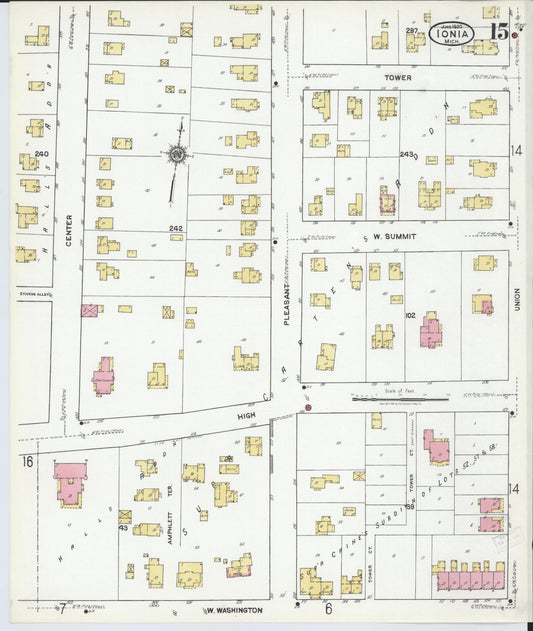 Sanborn Fire Insurance Map from Ionia, Ionia County, Michigan (1920), Sheet #0015 - Historic Sanborn Fire Insurance Map Print, vintage old map wall art, antique decor, genealogy gift, Michigan Michigan map