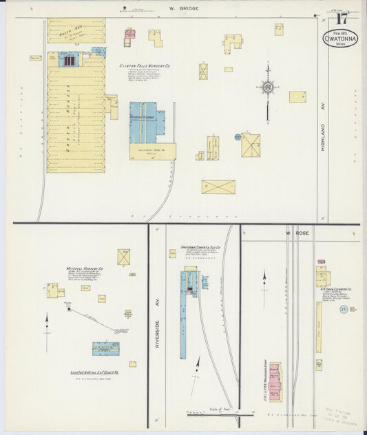 Sanborn Fire Insurance Map from Owatonna, Steele County, Minnesota (1915), Sheet #0017 - Historic Sanborn Fire Insurance Map Print, vintage old map wall art, antique decor, genealogy gift, Minnesota Minnesota map