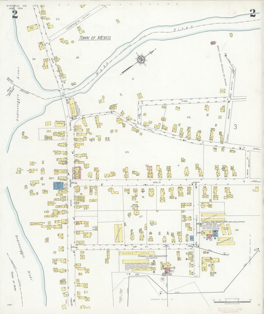 Sanborn Fire Insurance Map from Dixfield, Oxford County, Maine (1934), Sheet #0002 - Historic Sanborn Fire Insurance Map Print, vintage old map wall art, antique decor, genealogy gift, Maine Maine map