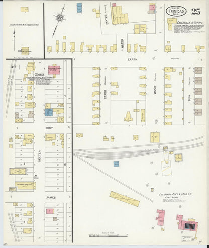 Sanborn Fire Insurance Map from Trinidad, Las Animas County, Colorado (1912), Sheet #0025 - Complete Map Set gallery image, historic Sanborn map, vintage wall art, Colorado Colorado