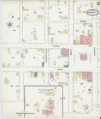 Sanborn Fire Insurance Map from Crockett, Houston County, Texas (1891), Sheet #0002 - Complete Map Set gallery image, historic Sanborn map, vintage wall art, Texas Texas