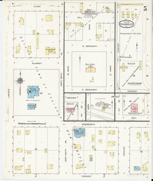Sanborn Fire Insurance Map from Humboldt, Humboldt County, Iowa (1915), Sheet #0005 - Historic Sanborn Fire Insurance Map Print, vintage old map wall art