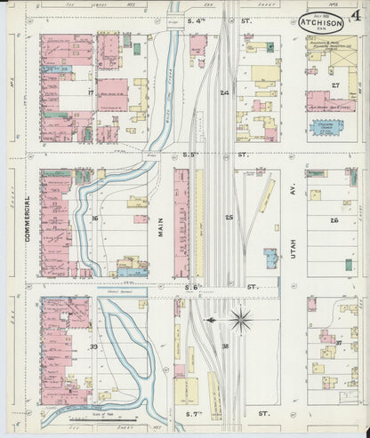 Sanborn Fire Insurance Map from Atchison, Atchison County, Kansas (1891), Sheet #0004 - Complete Map Set gallery image, historic Sanborn map, vintage wall art, Kansas Kansas
