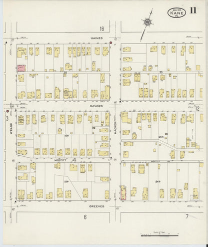 Sanborn Fire Insurance Map from Kane, McKean County, Pennsylvania (1915), Sheet #0011 - Historic Sanborn Fire Insurance Map Print, vintage old map wall art, antique decor, genealogy gift, Pennsylvania Pennsylvania map