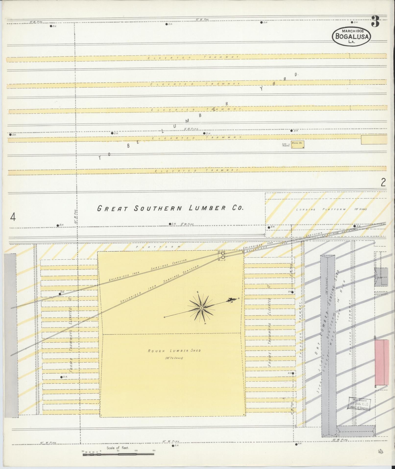 Sanborn Fire Insurance Map from Bogalusa, Washington Parish, Louisiana (1908), Sheet #0003 - Complete Map Set gallery image, historic Sanborn map, vintage wall art, Louisiana Louisiana