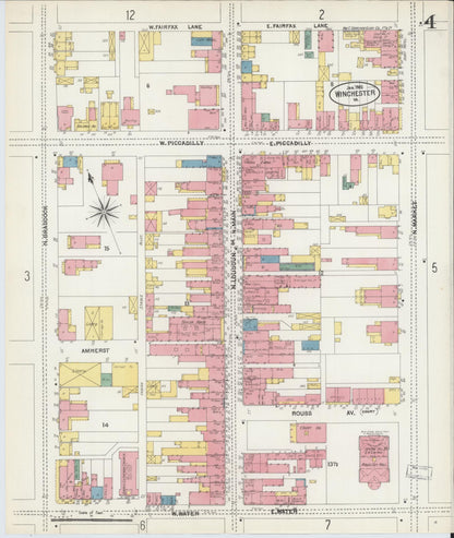 Sanborn Fire Insurance Map from Winchester, Independent Cities, Virginia (1903), Sheet #0004 - Complete Map Set gallery image, historic Sanborn map, vintage wall art, Virginia Virginia