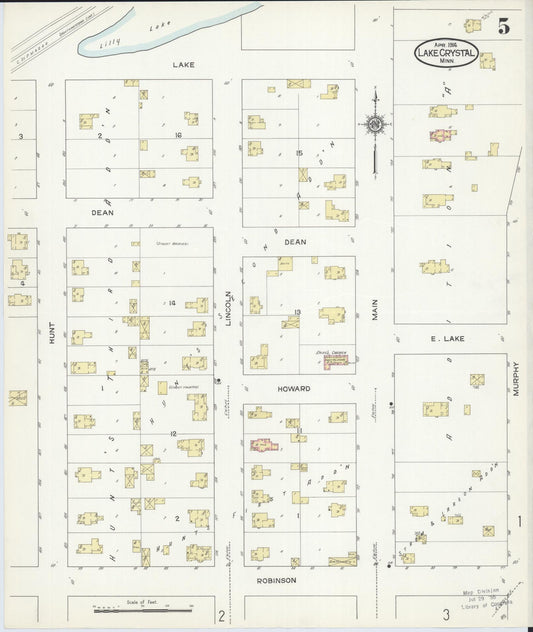 Sanborn Fire Insurance Map from Lake Crystal, Blue Earth County, Minnesota (1914), Sheet #0005 - Historic Sanborn Fire Insurance Map Print, vintage old map wall art, antique decor, genealogy gift, Minnesota Minnesota map