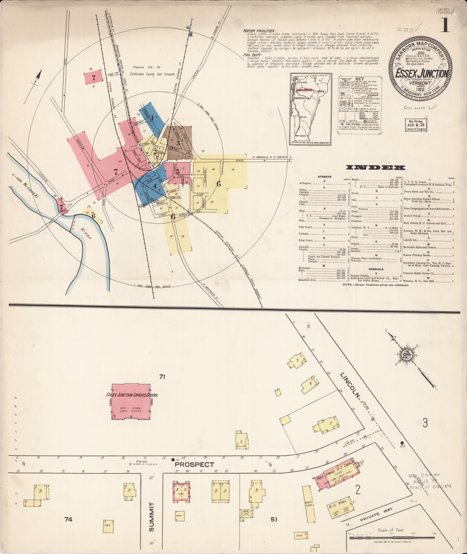 Sanborn Fire Insurance Map from Essex Junction, Chittenden County, Vermont. (1922) – Historic Sanborn Fire Insurance Map Print