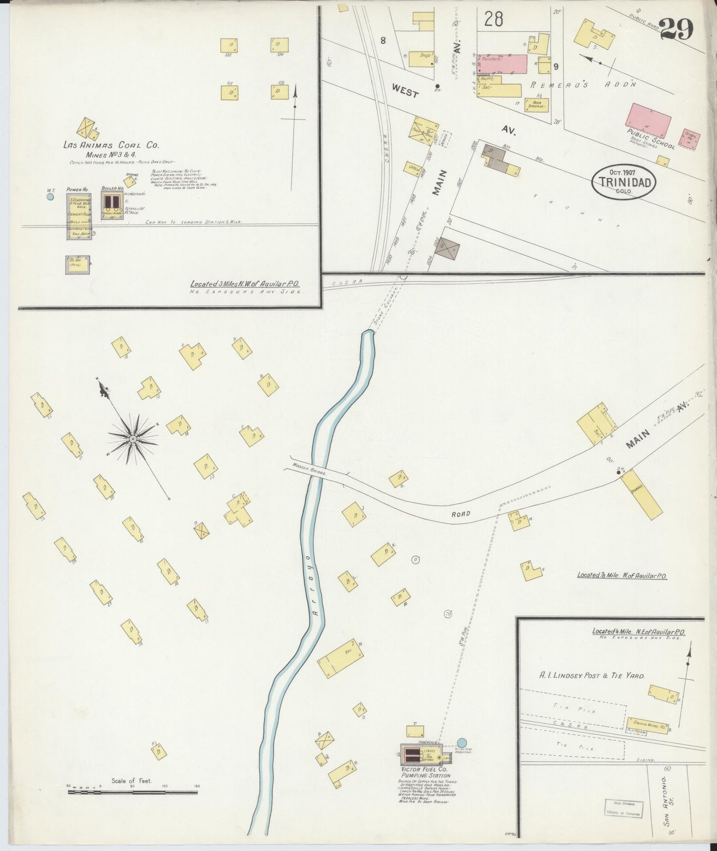 Sanborn Fire Insurance Map from Trinidad, Las Animas County, Colorado (1907), Sheet #0029 - Complete Map Set gallery image, historic Sanborn map, vintage wall art, Colorado Colorado