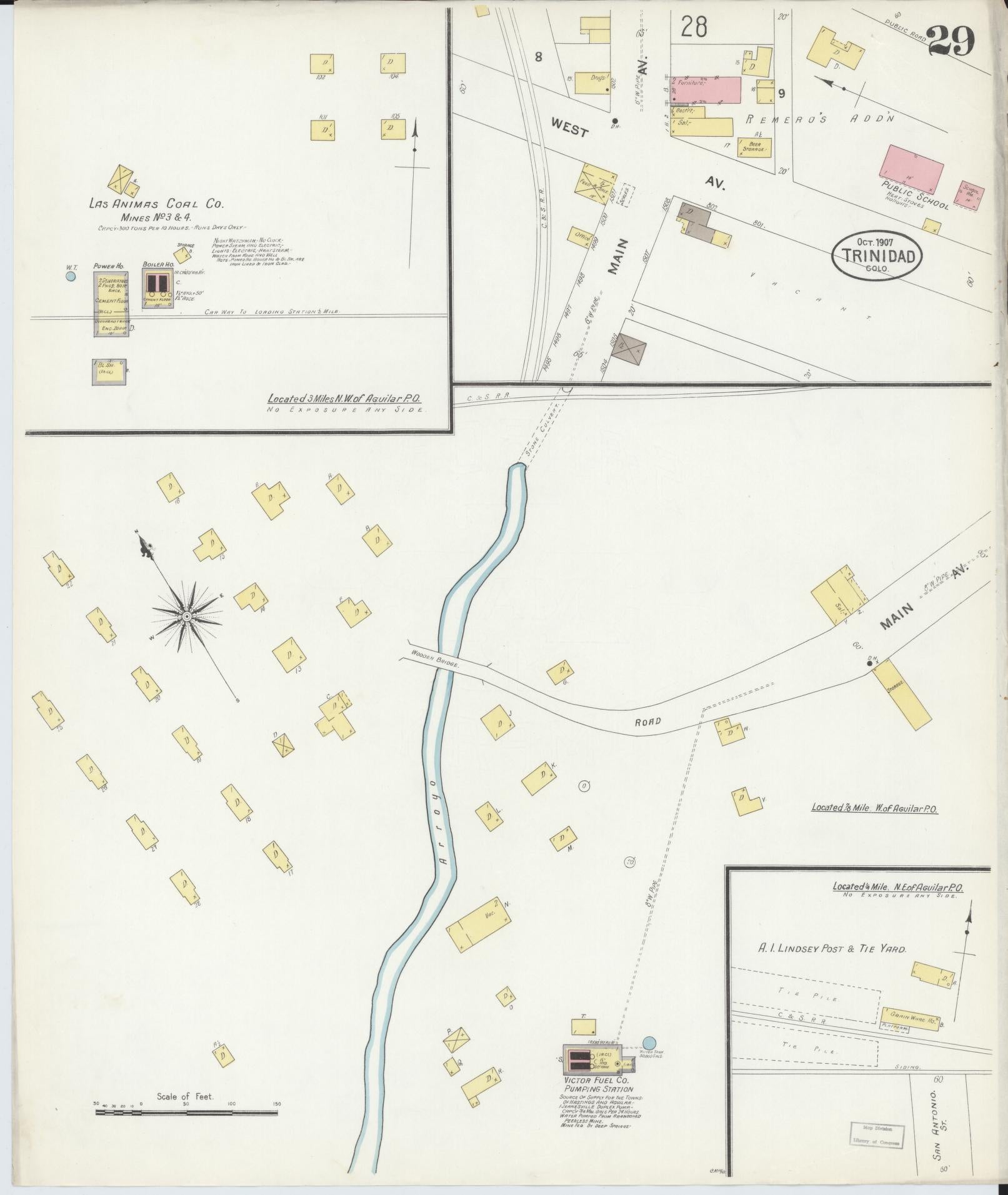 Sanborn Fire Insurance Map from Trinidad, Las Animas County, Colorado (1907), Sheet #0029 - Complete Map Set gallery image, historic Sanborn map, vintage wall art, Colorado Colorado