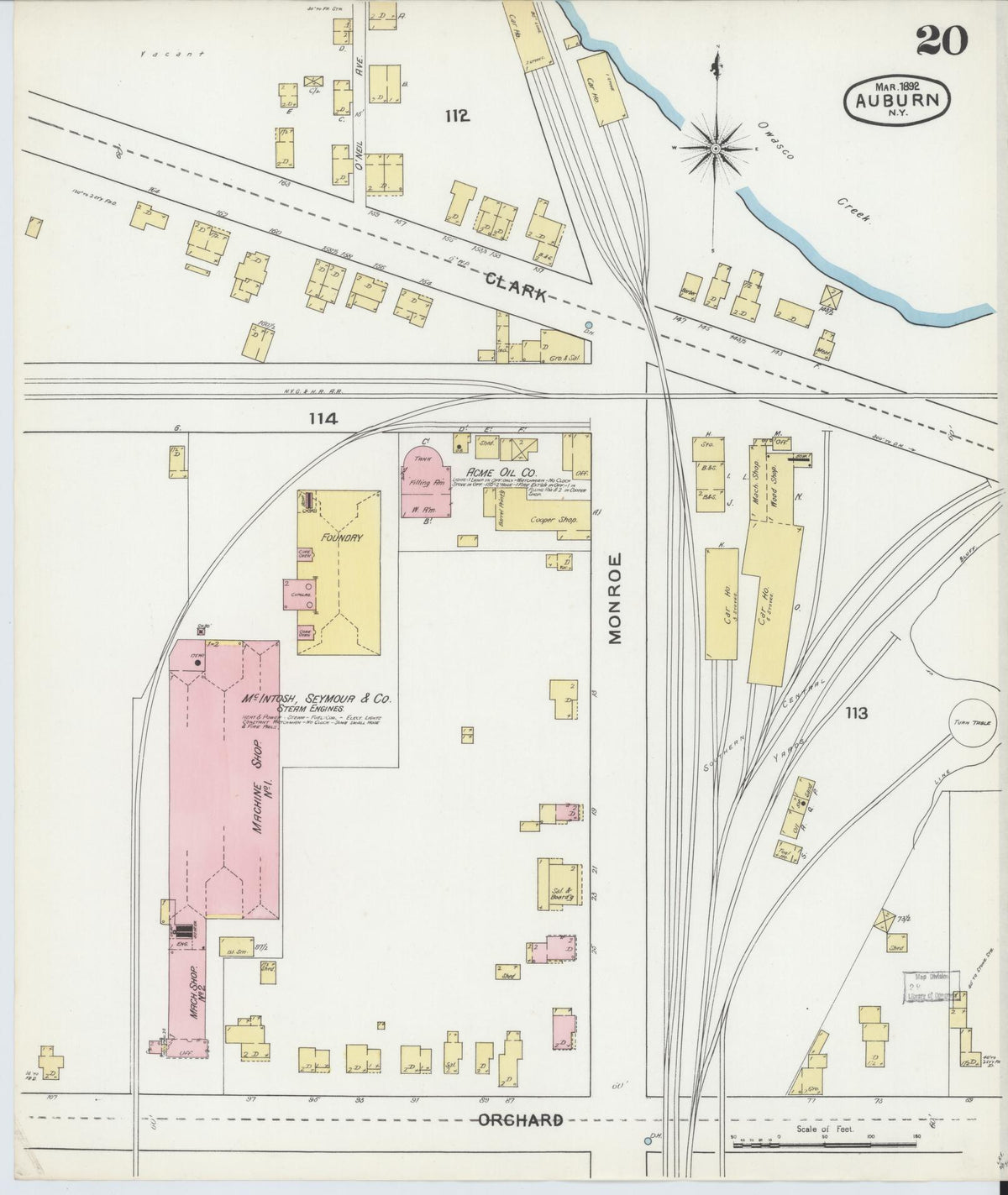 Sanborn Fire Insurance Map from Auburn, Cayuga County, New York (1892), Sheet #0020 - Complete Map Set gallery image, historic Sanborn map, vintage wall art, New York New York