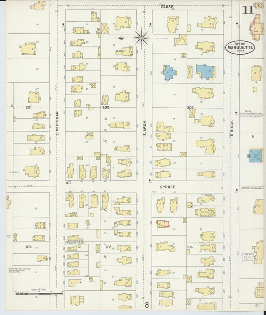 Sanborn Fire Insurance Map from Marquette, Marquette County, Michigan (1897), Sheet #0011 - Historic Sanborn Fire Insurance Map Print, vintage old map wall art, antique decor, genealogy gift, Michigan Michigan map