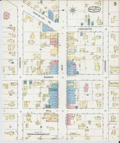 Sanborn Fire Insurance Map from Waupun, Dodge and Fond du Lac Counties, Wisconsin (1892), Sheet #0003 - Historic Sanborn Fire Insurance Map Print, vintage old map wall art, antique decor, genealogy gift, Wisconsin Wisconsin map