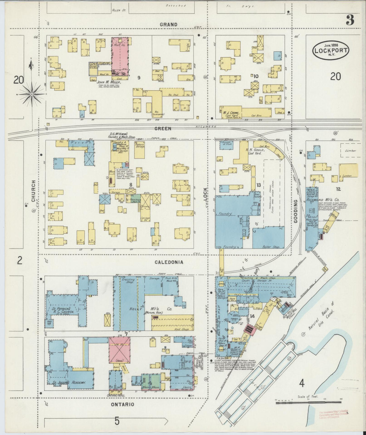 Sanborn Fire Insurance Map from Lockport, Niagara County, New York (1898), Sheet #0003 - Complete Map Set gallery image, historic Sanborn map, vintage wall art, New York New York