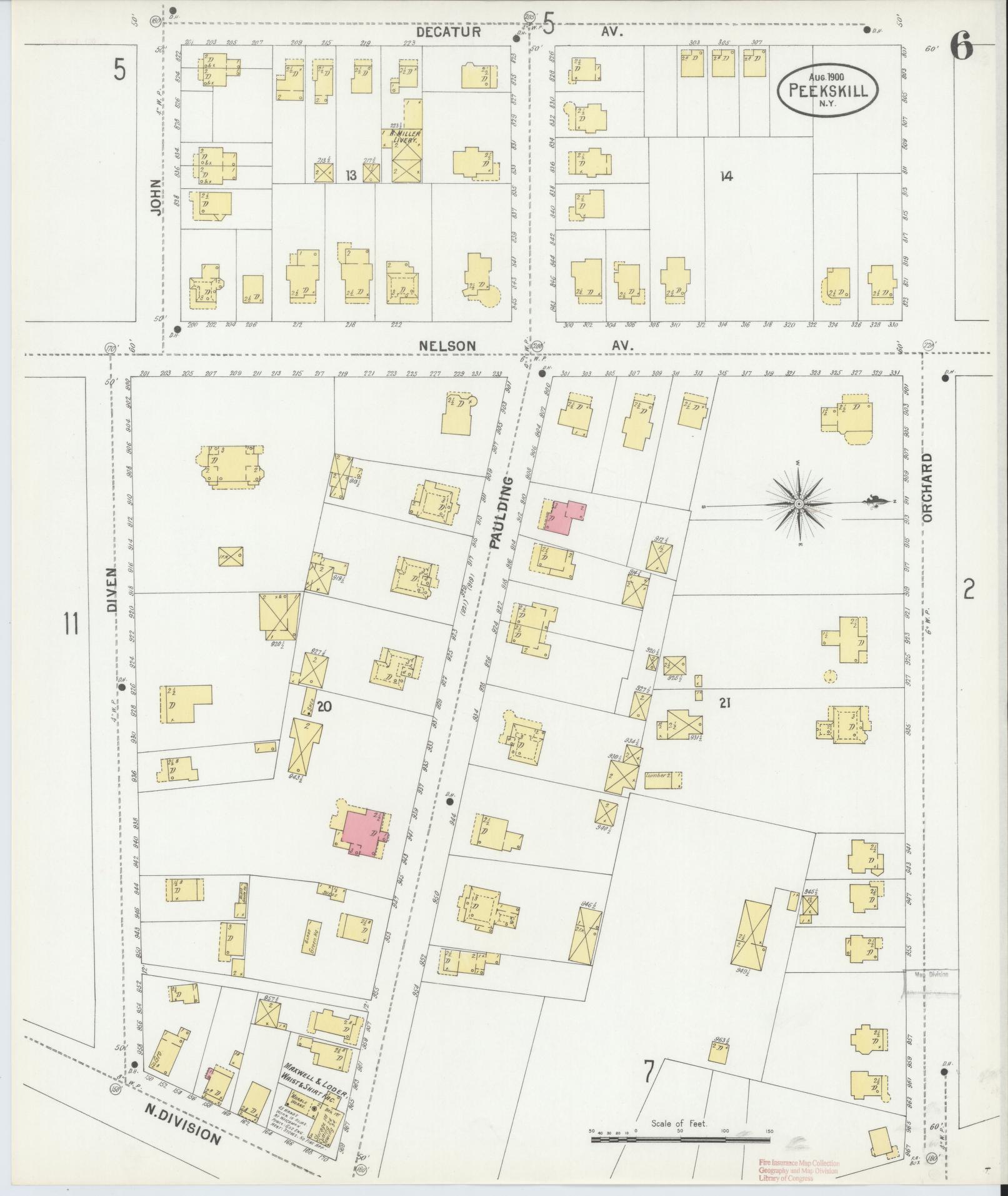 Sanborn Fire Insurance Map from Peekskill, Westchester County, New York (1900), Sheet #0006 - Complete Map Set gallery image, historic Sanborn map, vintage wall art, New York New York