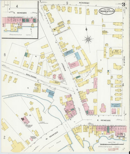 Sanborn Fire Insurance Map from Skaneateles, Onondaga County, New York (1909), Sheet #0003 - Historic Sanborn Fire Insurance Map Print, vintage old map wall art, antique decor, genealogy gift, New York New York map
