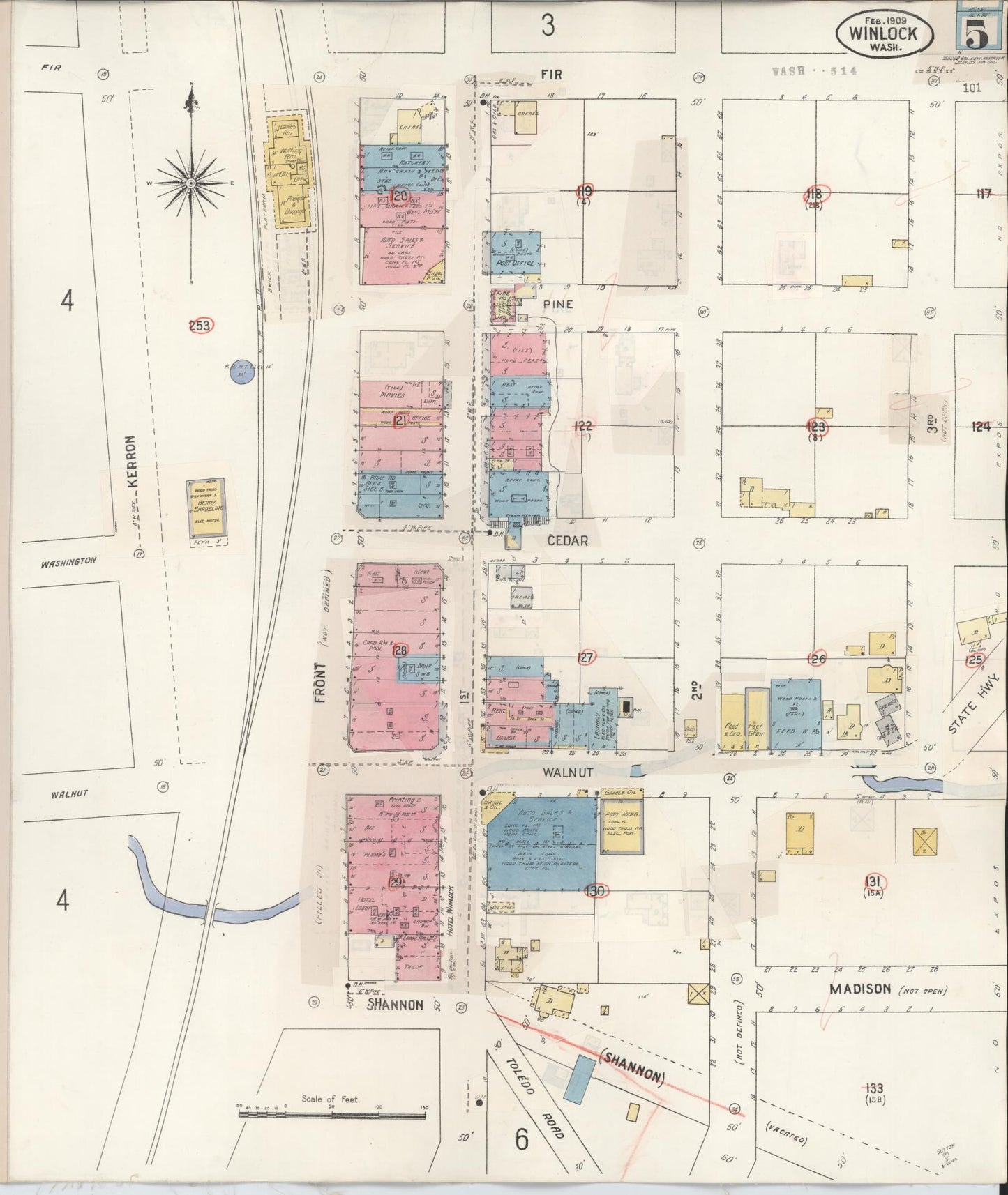 Sanborn Fire Insurance Map from Winlock, Lewis County, Washington (1942), Sheet #0005 - Complete Map Set gallery image, historic Sanborn map, vintage wall art, Washington Washington