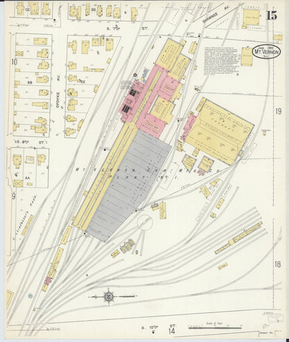 Sanborn Fire Insurance Map from Mount Vernon, Jefferson County, Illinois (1913), Sheet #0015 - Historic Sanborn Fire Insurance Map Print, vintage old map wall art, antique decor, genealogy gift, Illinois Illinois map