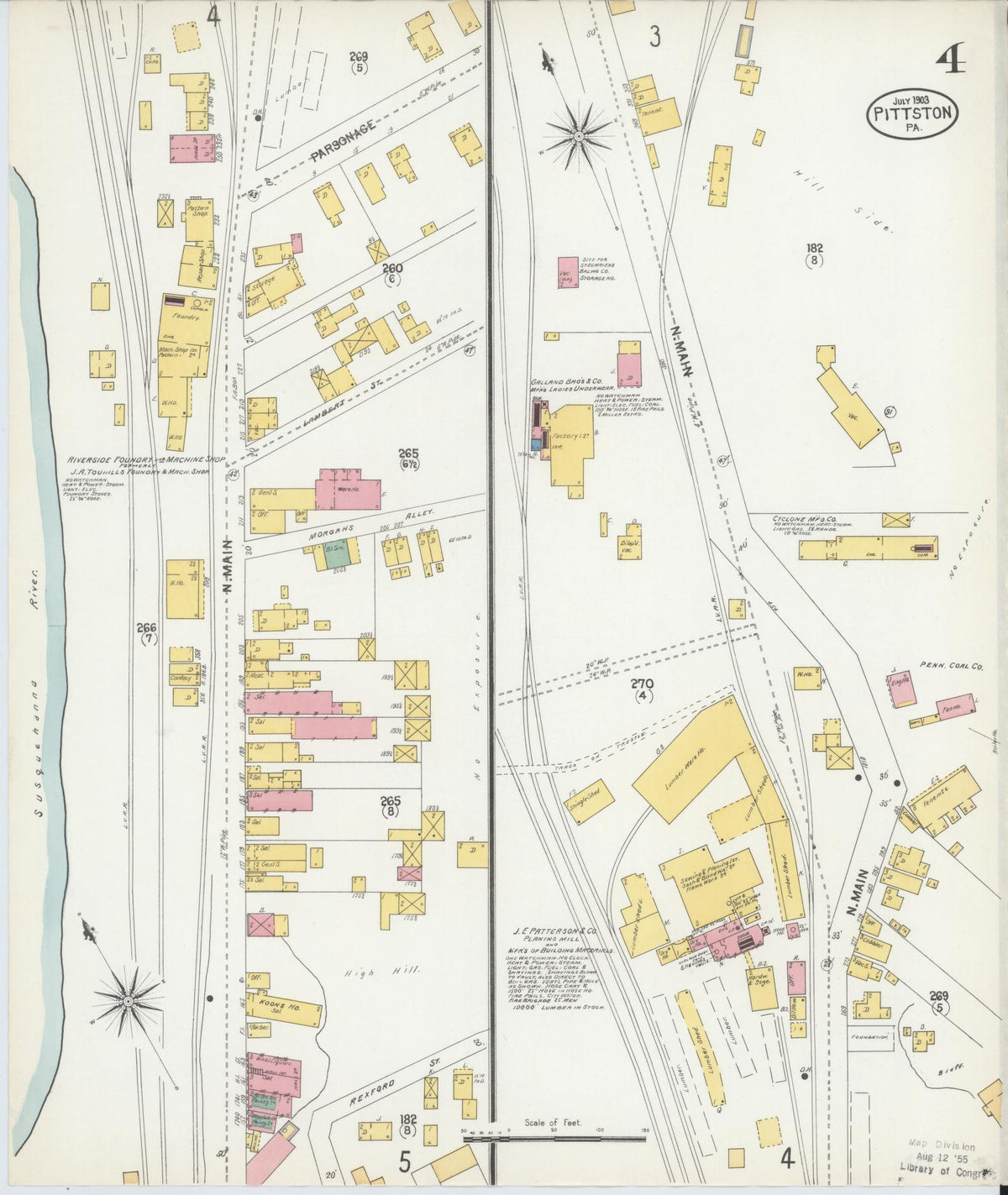 Sanborn Fire Insurance Map from Pittston, Luzerne County, Pennsylvania (1903), Sheet #0004 - Historic Sanborn Fire Insurance Map Print, vintage old map wall art, antique decor, genealogy gift, Pennsylvania Pennsylvania map