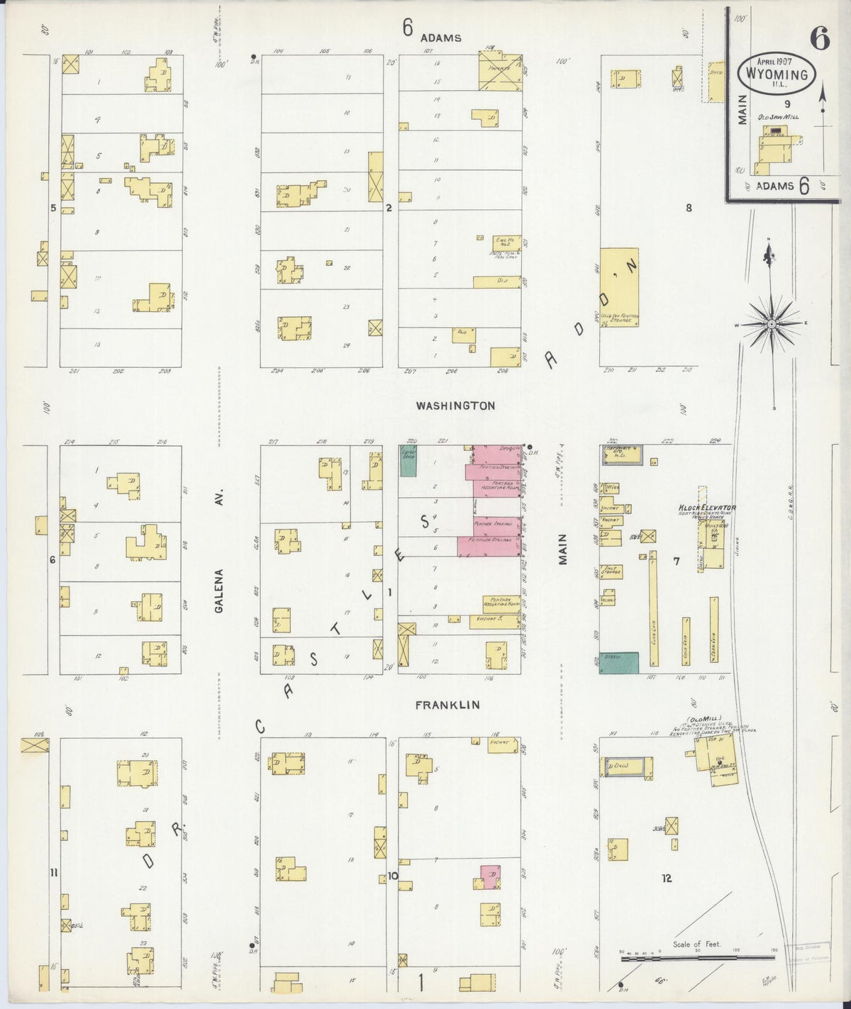 Sanborn Fire Insurance Map from Wyoming, Stark County, Illinois (1907), Sheet #0006 - Historic Sanborn Fire Insurance Map Print, vintage old map wall art, antique decor, genealogy gift, Illinois Illinois map
